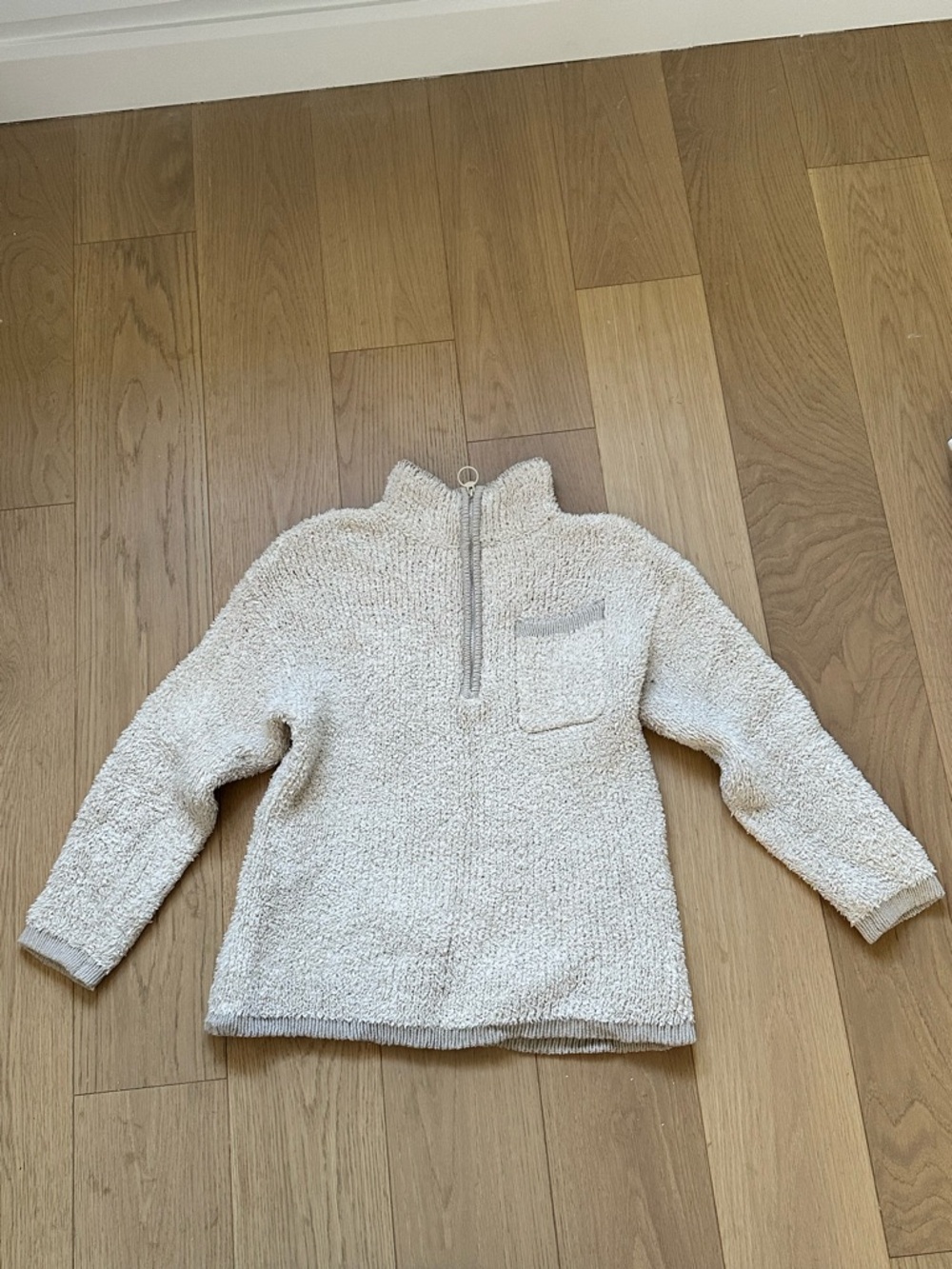 aerie Cream Sherpa Half-Zip Pullover